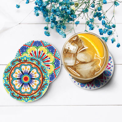 Irregular Shaped Mandala Diamond Painting Coasters 8Pcs