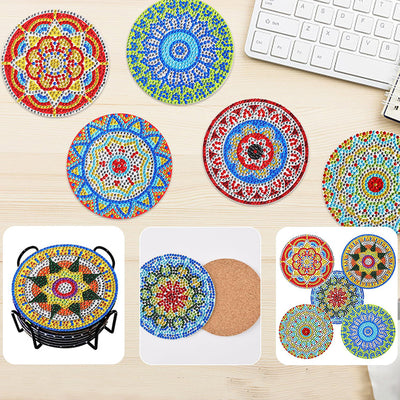 Round Mandala Diamond Painting Coasters 8Pcs