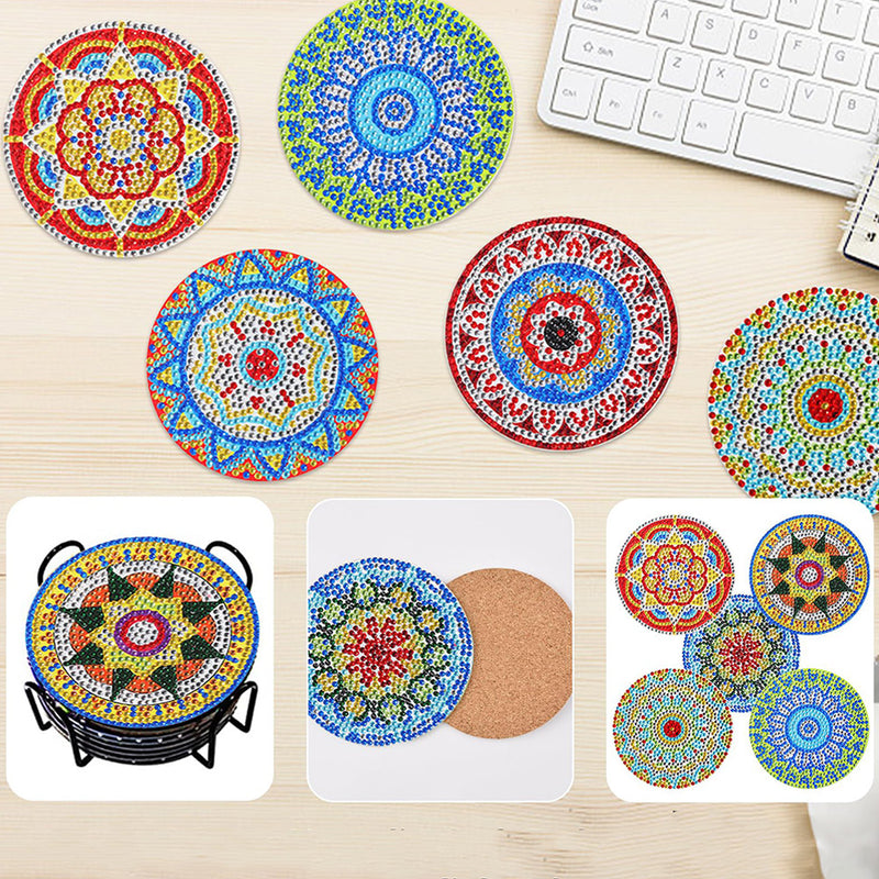 Round Mandala Diamond Painting Coasters 8Pcs
