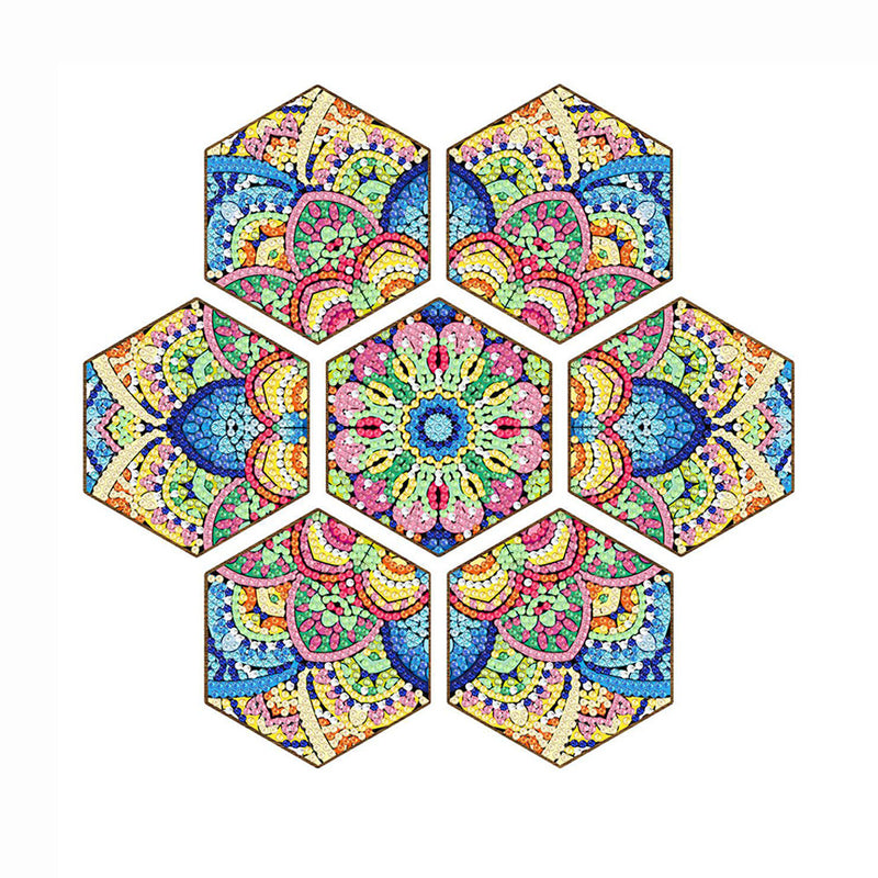 Hexagon Mandala Diamond Painting Coasters 7Pcs