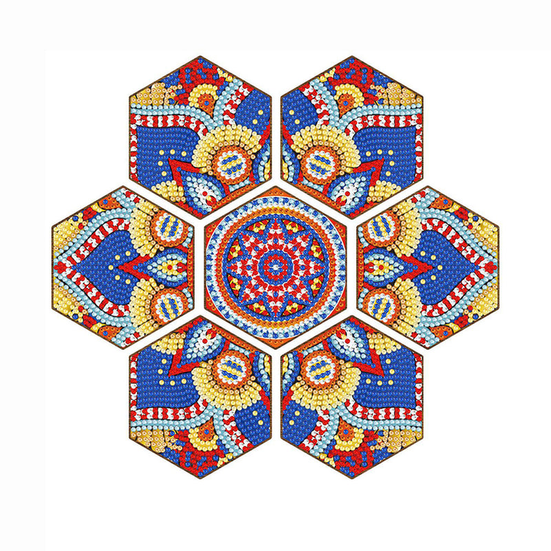 Hexagon Mandala Diamond Painting Coasters 7Pcs