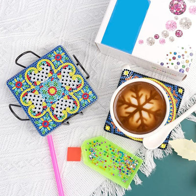 Square Mandala Diamond Painting Coasters 9Pcs