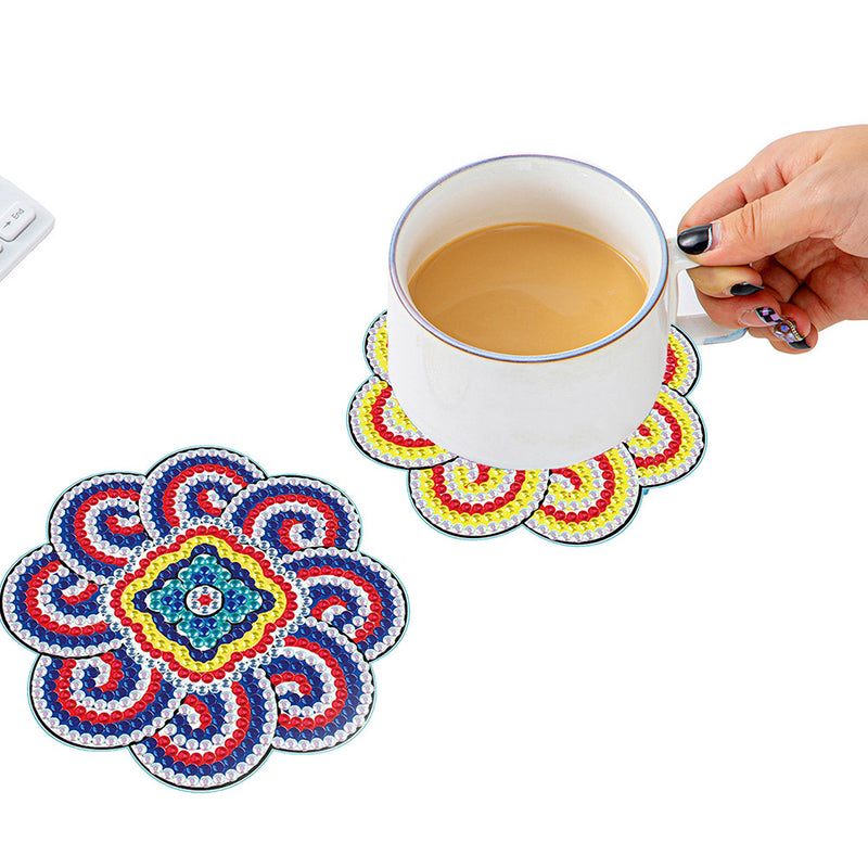 Spiral Line Mandala Diamond Painting Coasters 4Pcs