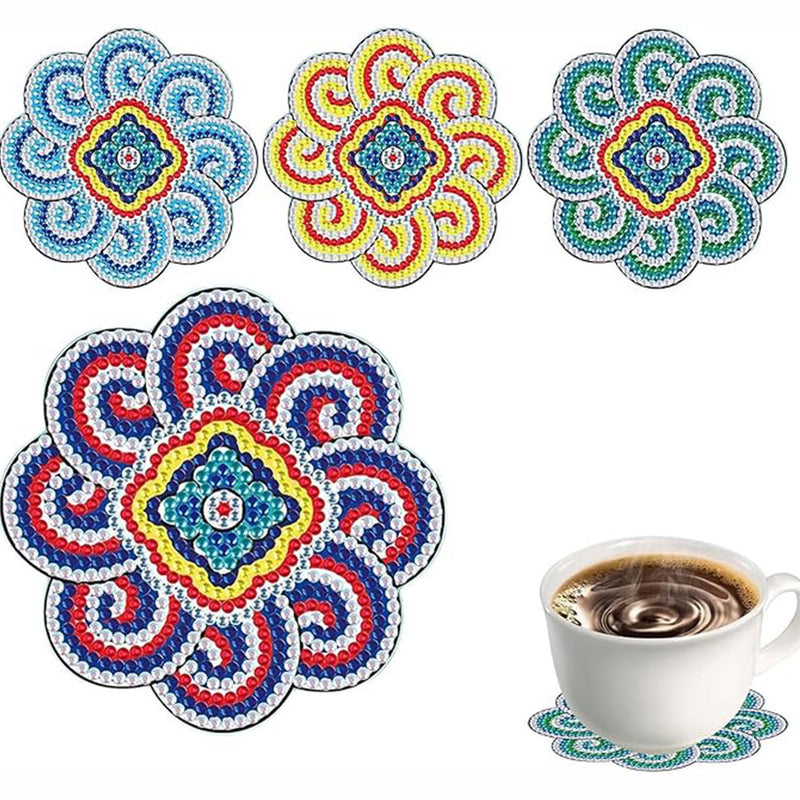 Spiral Line Mandala Diamond Painting Coasters 4Pcs