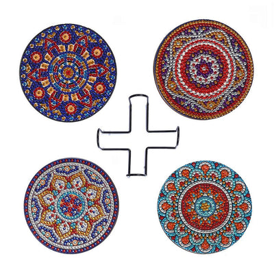 Round Mandala Diamond Painting Coasters 4Pcs