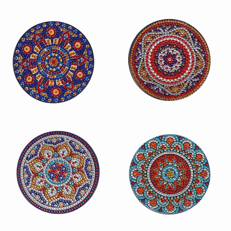 Round Mandala Diamond Painting Coasters 4Pcs