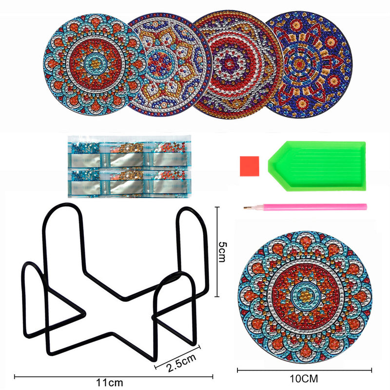 Round Mandala Diamond Painting Coasters 4Pcs