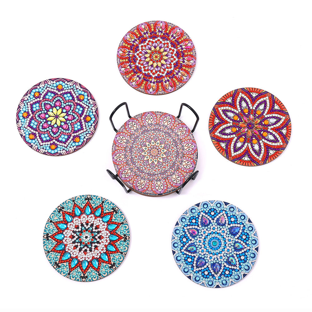 Round Mandala Diamond Painting Coasters 5Pcs