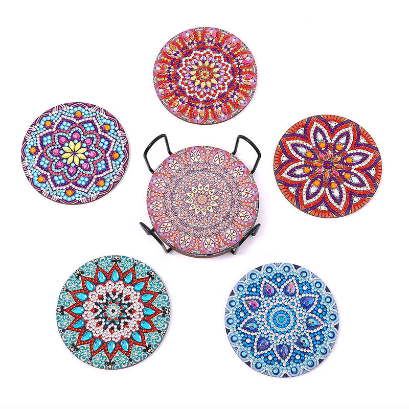 Round Mandala Diamond Painting Coasters 5Pcs