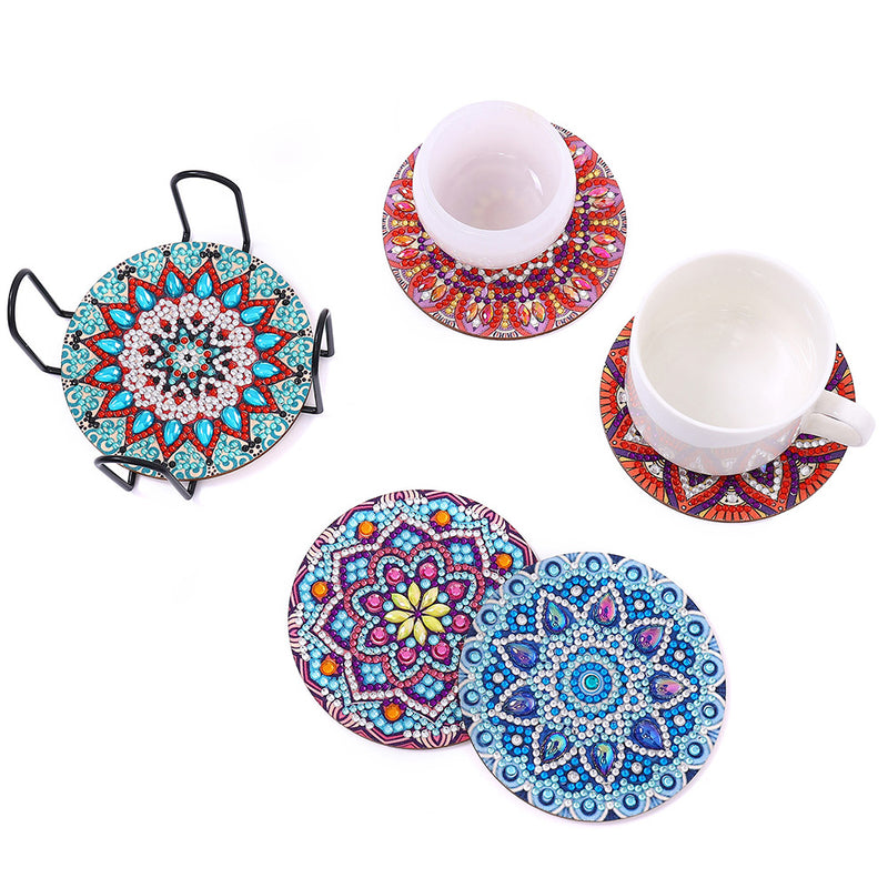 Round Mandala Diamond Painting Coasters 5Pcs