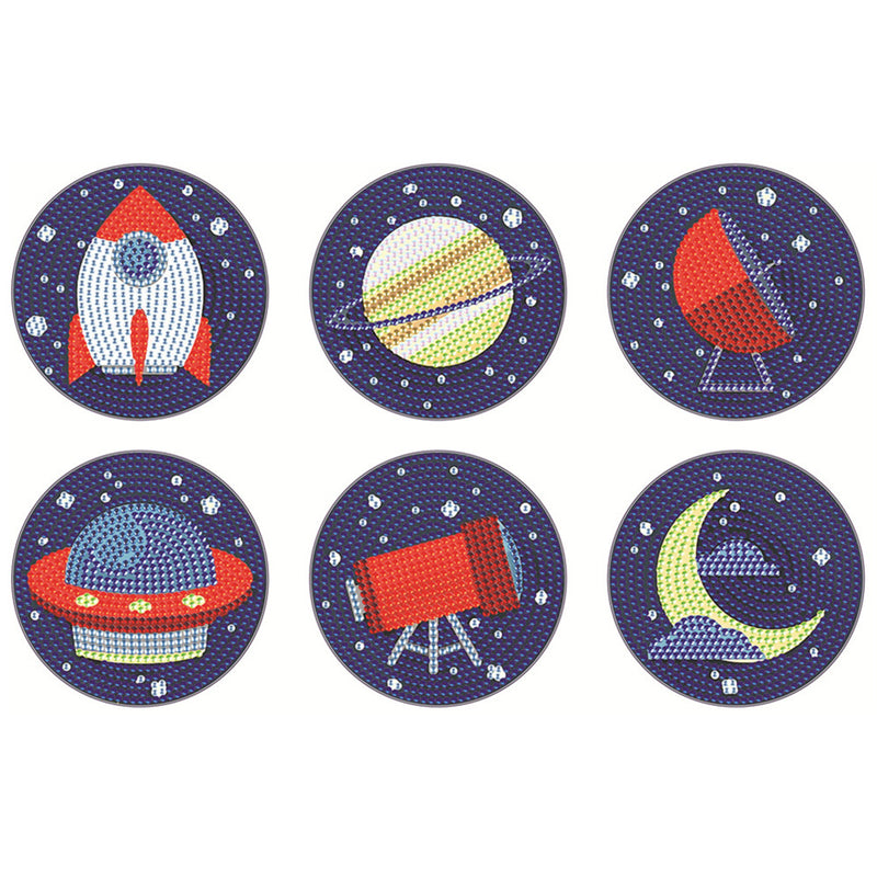 Space Ship Diamond Painting Coasters 6Pcs