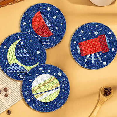 Space Ship Diamond Painting Coasters 6Pcs
