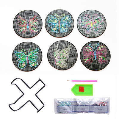 Butterfly Diamond Painting Coasters 6Pcs