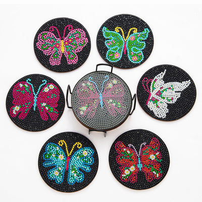 Butterfly Diamond Painting Coasters 6Pcs