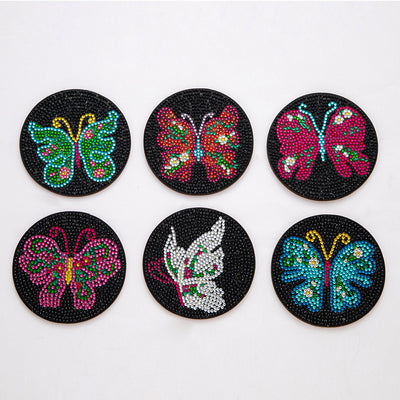 Butterfly Diamond Painting Coasters 6Pcs