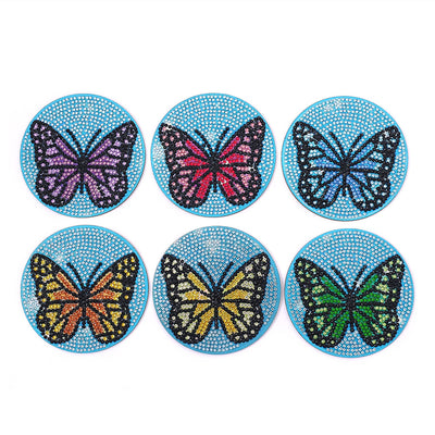 Butterfly Diamond Painting Coasters 6Pcs