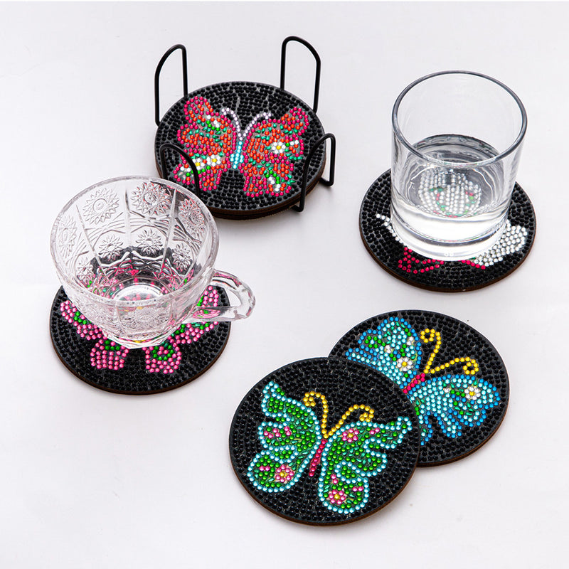 Butterfly Diamond Painting Coasters 6Pcs