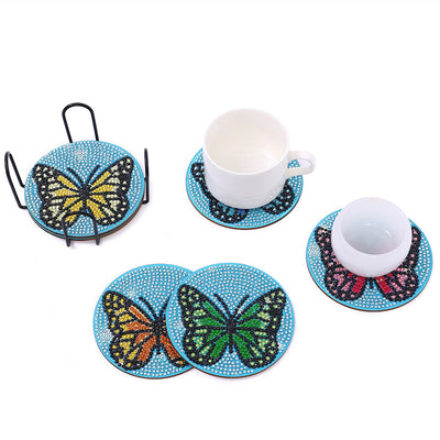 Butterfly Diamond Painting Coasters 6Pcs