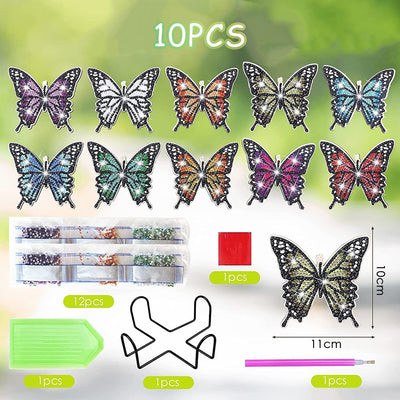 Irregular Shaped Butterfly Diamond Painting Coasters 10Pcs
