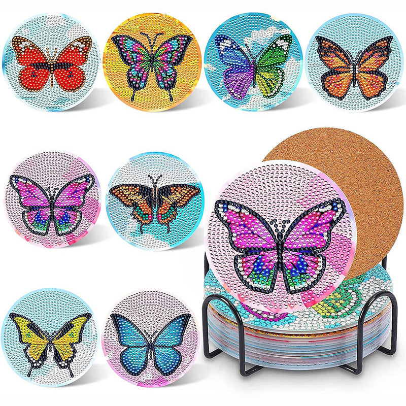 Butterfly Diamond Painting Coasters 8Pcs