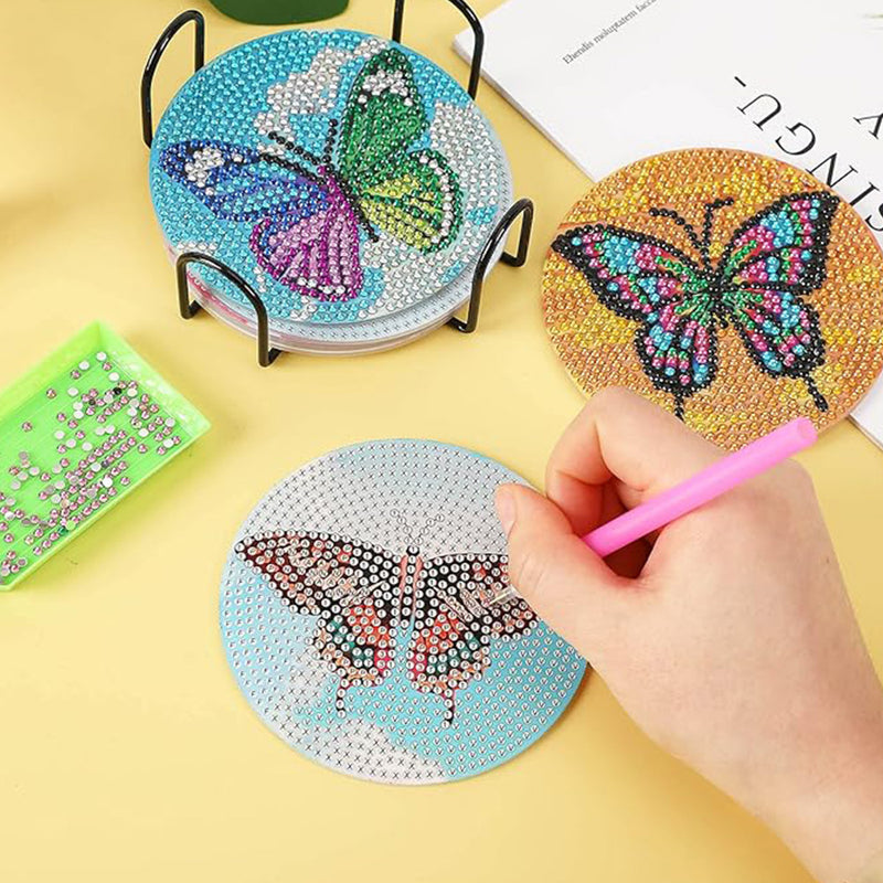 Butterfly Diamond Painting Coasters 8Pcs