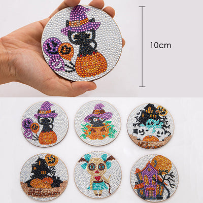 Halloween Diamond Painting Coasters 6Pcs