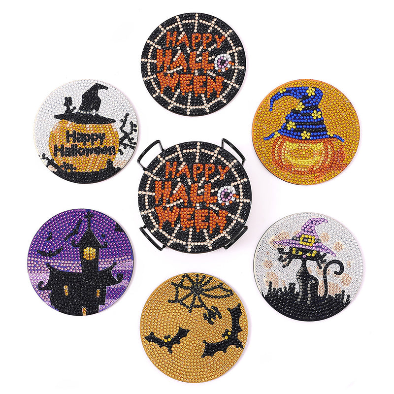 Halloween Diamond Painting Coasters 6Pcs