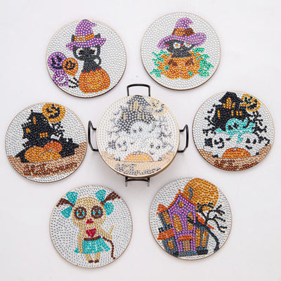 Halloween Diamond Painting Coasters 6Pcs