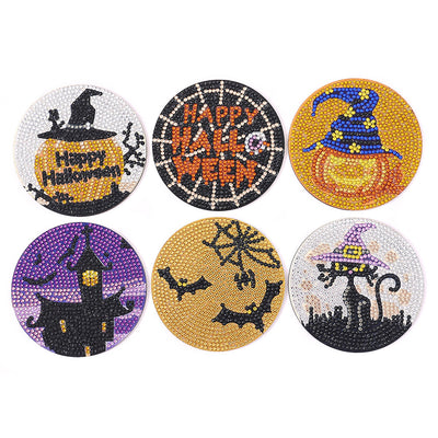 Halloween Diamond Painting Coasters 6Pcs