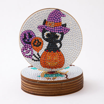 Halloween Diamond Painting Coasters 6Pcs