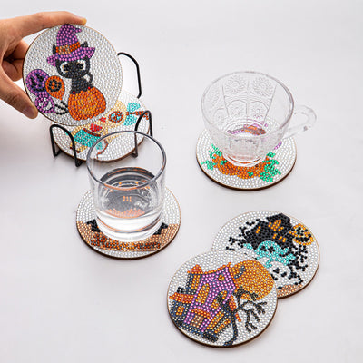 Halloween Diamond Painting Coasters 6Pcs