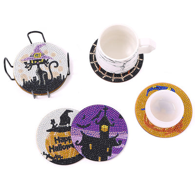 Halloween Diamond Painting Coasters 6Pcs