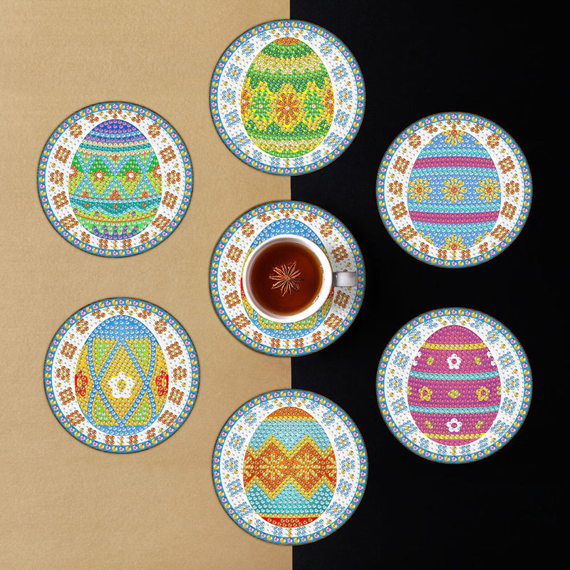 Easter Egg Diamond Painting Coasters 6Pcs