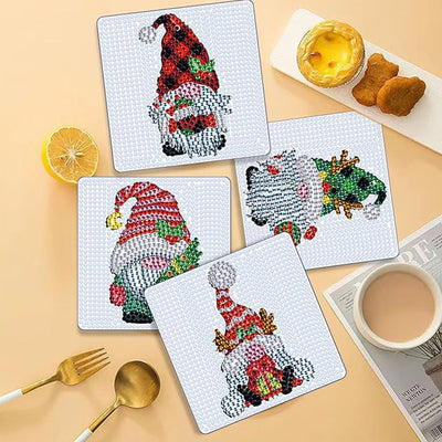 Square Christmas Diamond Painting Coasters 6Pcs