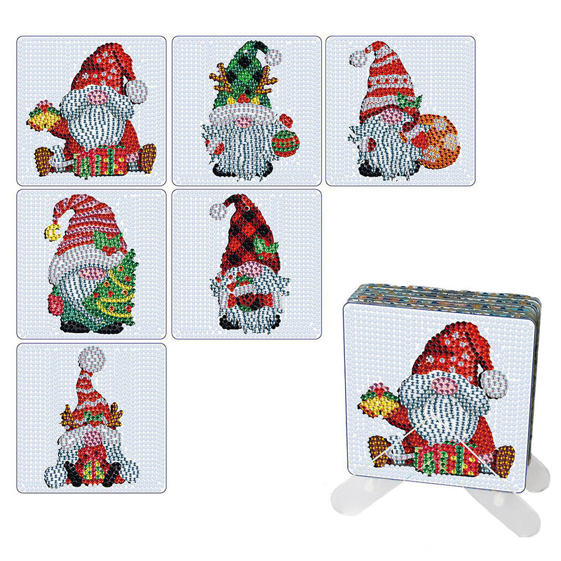 Square Christmas Diamond Painting Coasters 6Pcs