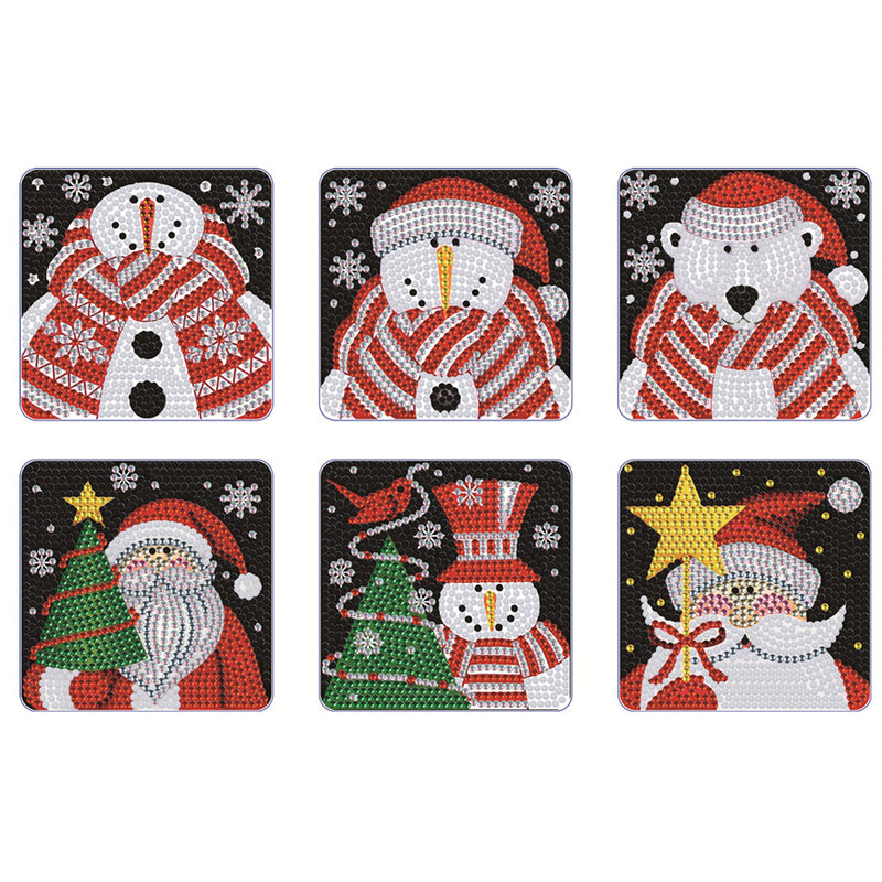 Square Christmas Diamond Painting Coasters 6Pcs
