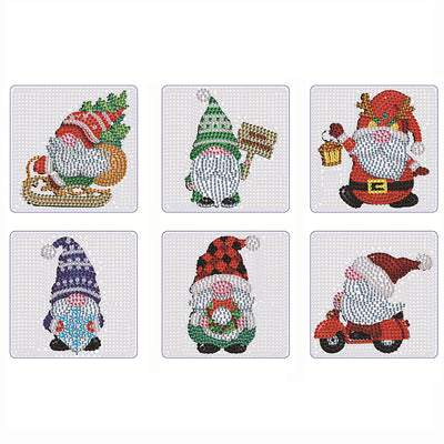 Square Christmas Diamond Painting Coasters 6Pcs