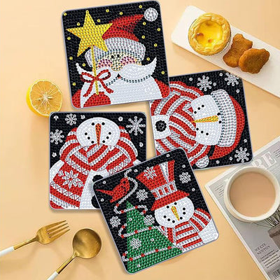 Square Christmas Diamond Painting Coasters 6Pcs