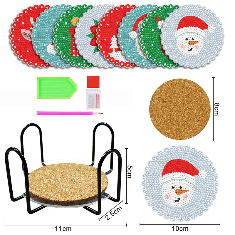 Christmas Diamond Painting Coasters 6/8Pcs