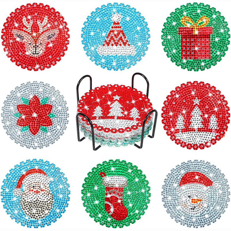 Christmas Diamond Painting Coasters 6/8Pcs