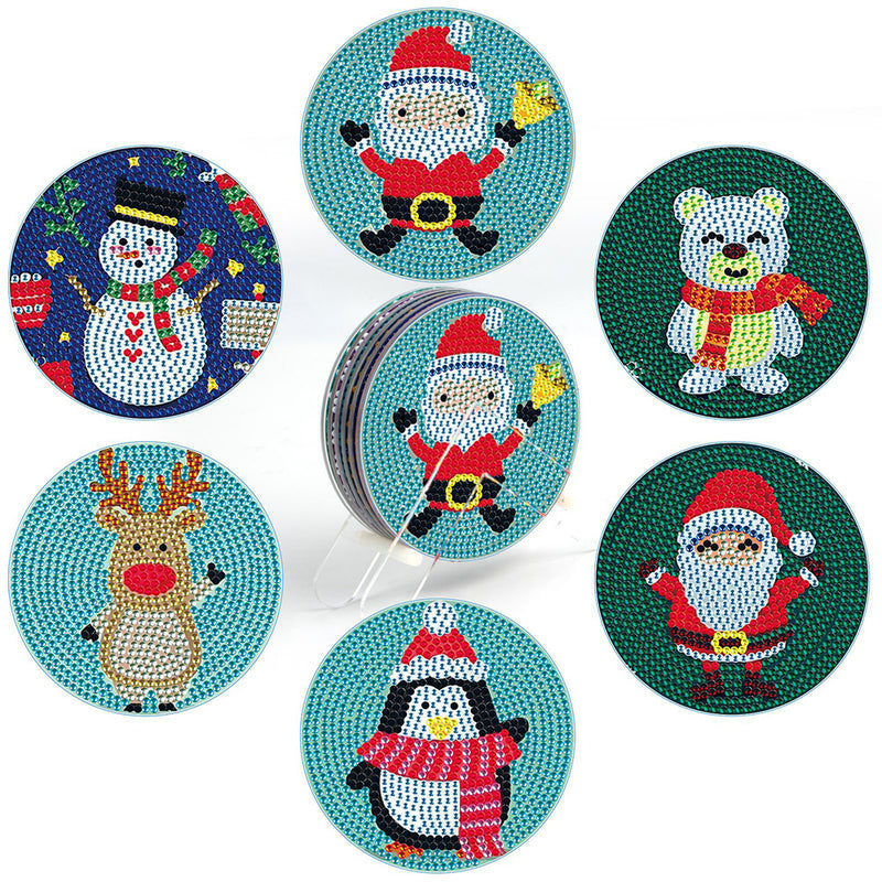 Christmas Animals Diamond Painting Coasters 6Pcs