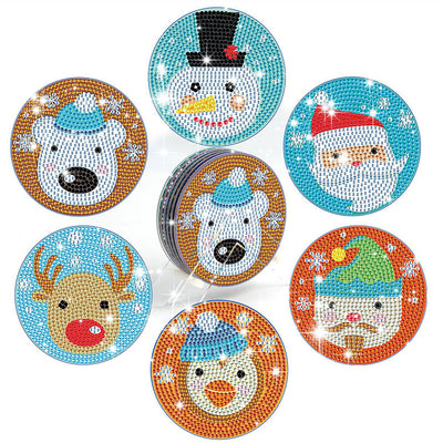 Christmas Animals Diamond Painting Coasters 6Pcs