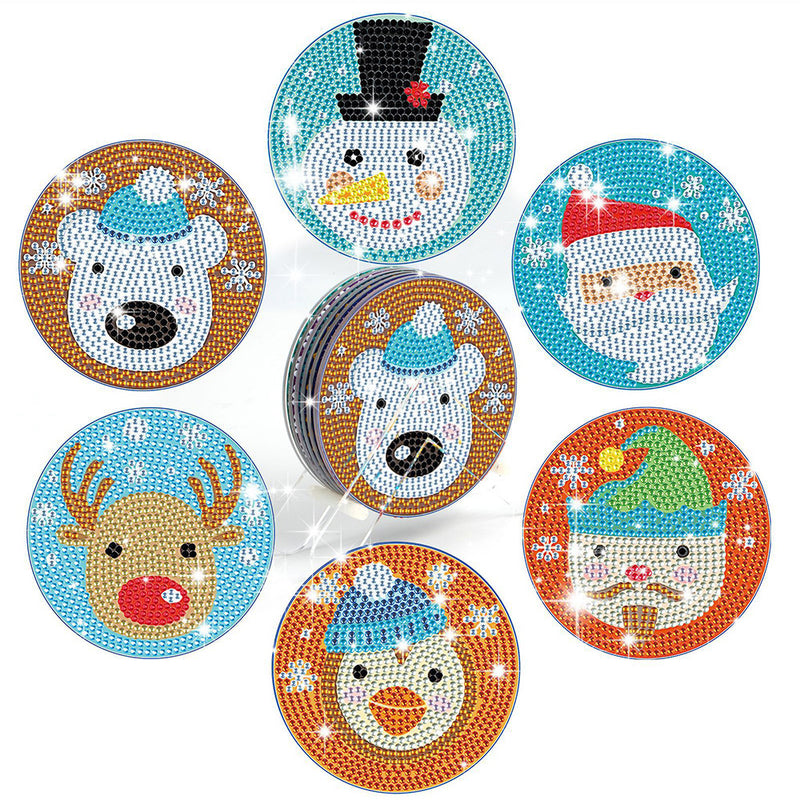 Christmas Animals Diamond Painting Coasters 6Pcs