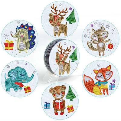 Christmas Animals Diamond Painting Coasters 6Pcs