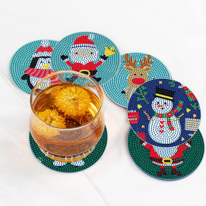 Christmas Animals Diamond Painting Coasters 6Pcs