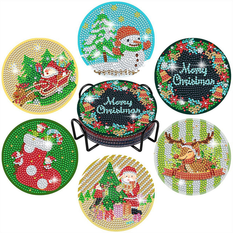 Merry Christmas Diamond Painting Coasters 6Pcs