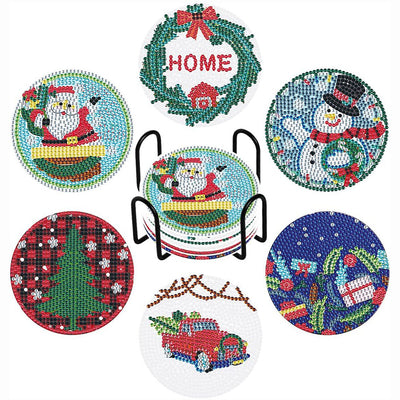 Merry Christmas Diamond Painting Coasters 6Pcs