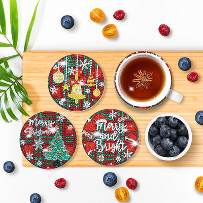 Merry Christmas Diamond Painting Coasters 6Pcs