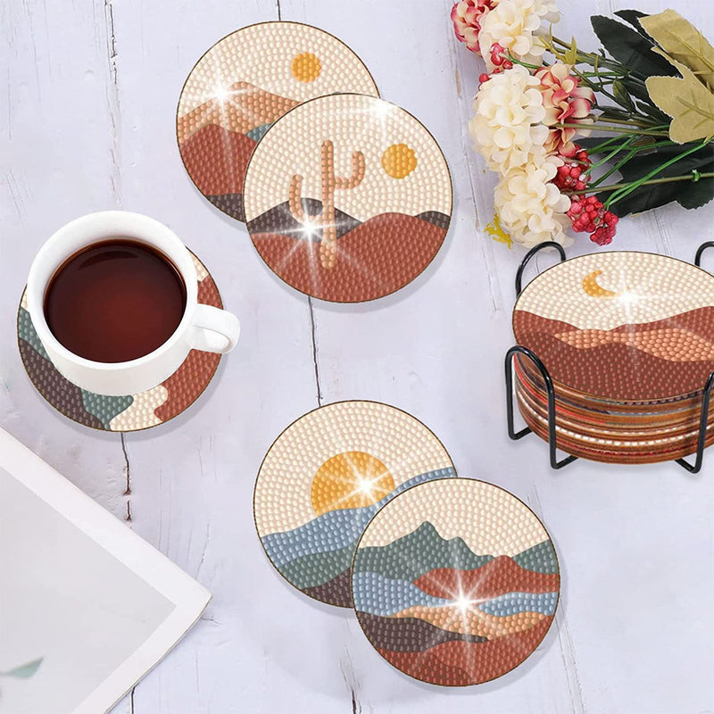 Landscape Diamond Painting Coasters 8Pcs