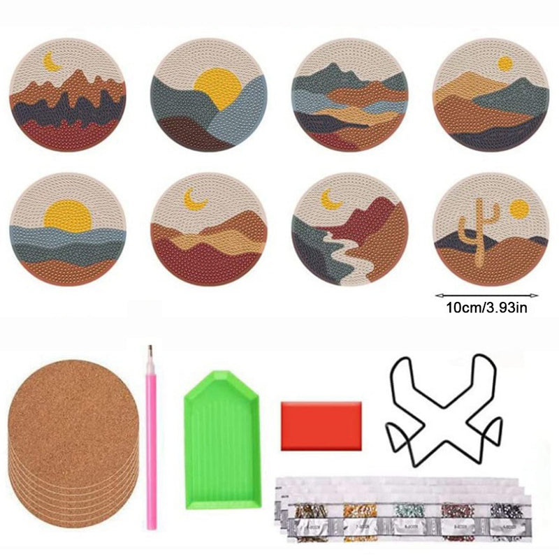 Landscape Diamond Painting Coasters 8Pcs